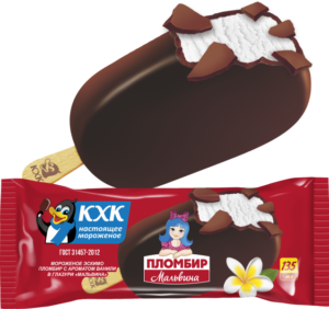 Мальвина, Традиционный ванильный пломбир и хрустящая шоколадная глазурь сделали это эскимо популярным среди детей и взрослых.