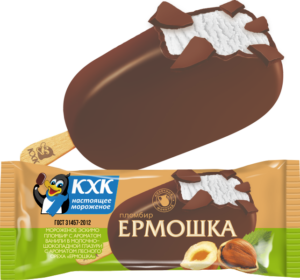 Купить оптом Ермошка, Пломбир высшего сорта, изготовлен по традиционному рецепту из цельного коровьего молока, в молочном шоколаде с  ароматом фундука.
