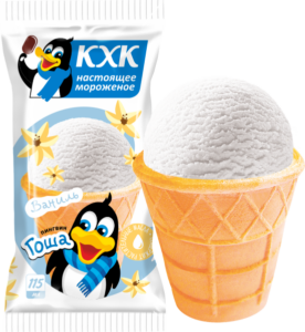 Купить оптом Пингвин Гоша, Мороженое с ароматом ванили в вафельном стаканчике